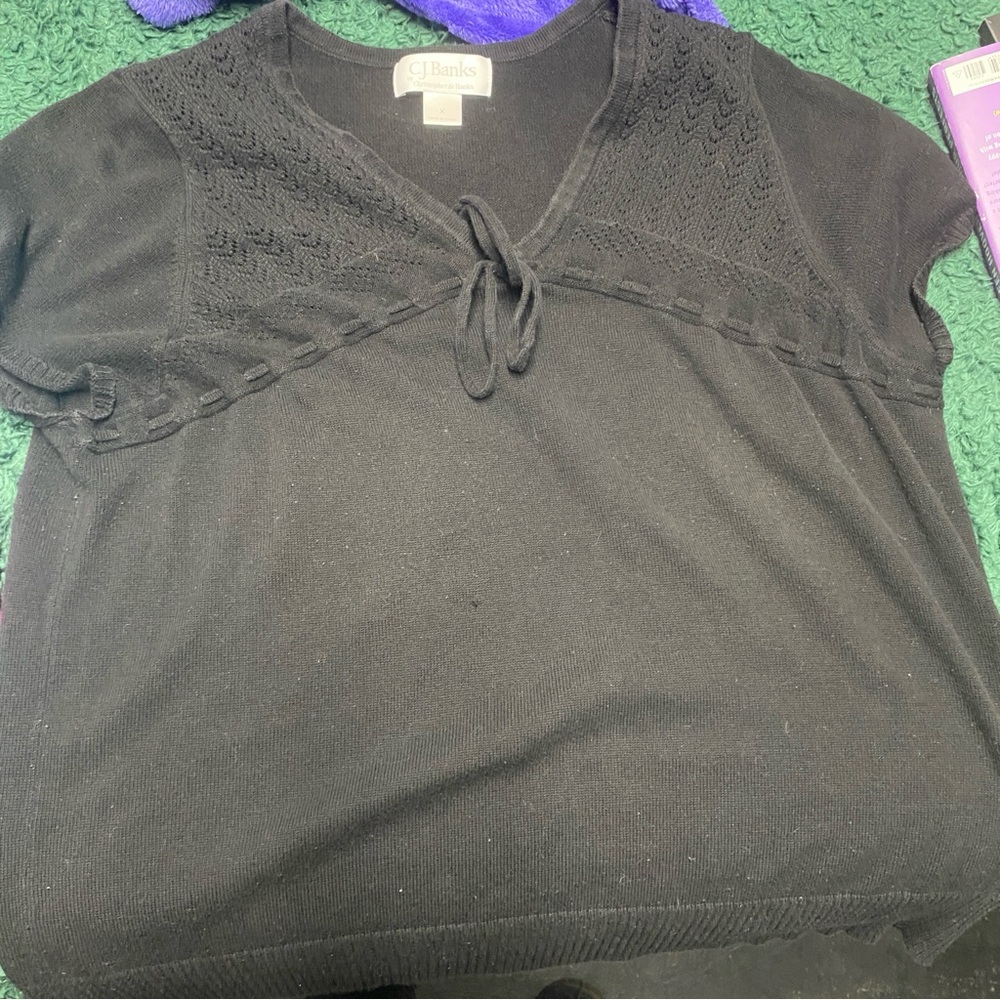 CJ Banks Black Knit Top